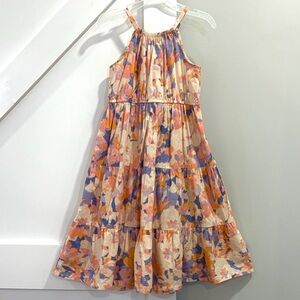 NWOT Gap Kids Floral Tiered High Neck Eyelet Flowy Ruffle Halter Sun Midi Dress